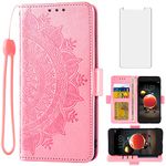 Phone Case for LG Aristo 2 3 Plus/Rebel 4 LTE/Tribute Empire Dynasty/Zone 4/K8 Plus 2018 K8S/Fortune 2/Phonenix 4/Risio 3 with Screen Protector Wallet Cell Cover Aristo3+ Astro 2+ 3+ K8+ 4G Rose Gold