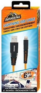 Armor All 6ft Lightning Cable, Tangle Free, Sync and Charge, Xtreme Ease of Use