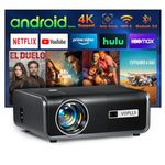 [Built-in Apps & Auto Focus/Keystone] Smart Projector 4K, VOPLLS 600ANSI Native 1080P WiFi 6 Bluetooth Outdoor Projector, 50% Zoom Home Theater Movie Projector for Bedroom/iOS/Android/PPT