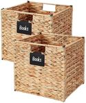 DECOMOMO Wicker Baskets Storage Organization | Cube Storage for Shelves Storage Basket for Toys, Books Cloth Nursery Decorative Wicker Basket with Handles (Set of 2)