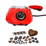 Total Chef Chocolate Melting Pot Fondue Set 8.8 oz (250 g) Electric Melter for Chocolate Melts DIY Candy Maker with 32-Piece Accessory Kit for Sleepover Birthday Party Romantic Dinner, Red