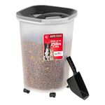 IRIS USA Airtight Dog Food Storage Container Bin, Holds Up to 11.3 kg Pet Food, Seal & Air Valve Lid, Scoop & Removable Wheels Included, Zero BPA, Black