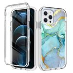 ZhuoFan for iPhone 11 Case 360 Full Body Shockproof Protection Skin Shell Clear Silicone TPU Bumper Stylish Design Slim Phone Case, Front and Back Cover for Apple iPhone 11 6.1" - Marble Green