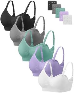 Angelhood Nursing Bra 5 Pack Womens Maternity Breastfeeding Bra Seamless Wireless Sleep Bra with Bra Extenders