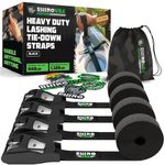 Rhino USA Lashing Tie Down Straps (4PK) - 1,320lb Guaranteed Max Break Strength, Includes (4) Heavy Duty 1in x 12ft Cam Buckle Pull Straps. Best for Securing Cargo, Kayak, Cooler, Roof Rack, Etc