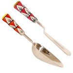 Lazy Gardener Gardening Scoop Stainless Steel & Tools for Soil Tilling Stainless Steel Khurpi with Ceramic Handle for Small Pots (Red & Yellow_ Set of 2)