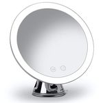Fancii LED Lighted 10X Magnifying Makeup Mirror, Rechargeable - 3 Dimmable Tri-Color Light Settings, Suction Vanity Mirror, Metallic Finish, Cordless Travel Bathroom Mirror - Lana (Chrome)