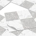 Vinyl Flooring for Bathroom and Kitchen Floor Tiles Self Adhesive 30x30cm Peel and Stick Floor Tiles Waterproof Vinyl Floor Tiles Stick on Floor Tiles Grey and White - 10pcs