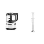 KitchenAid KFC3516WH 3.5 Cup Mini Food Processor + KHBV53WH Variable Speed Corded Hand Blender