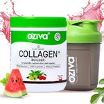 OZiva Vegan Collagen (Watermelon) with Biotin & Vitamin C For Brighter & Youthful Skin | Collagen Supplement For Women & Men | Plant Based Collagen Powder | Certified Vegan 125g + Shaker