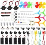 Sntieecr 6 Set 131 PCS DC Motors Kit, Science Experiment Kit Mini Electric Motor 1.5-3V 15000RPM with 66 PCS Bulbs, Buzzer Sounder, Shaft Propeller, Instruction, for Kid DIY STEM Engineering Project