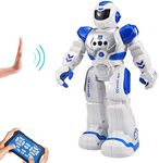 HUSAN Kids Remote Control Robot, Intelligent Dancing Robot With Infrared Controller Toys,Programmable,Singing, Moonwalking and LED Eyes,Gesture Sensing Robot Kit For Childrens Entertainment (Blue)