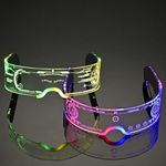 Oybete 2 pack Light Up Glasses For Halloween Party LED Glass For Adults Kids Futuristic Mask Rave Accessory Multi Color Glow Glasses (Fun Glasses)