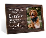 PZJIEAN You were My Favorite Hello and My Hardest Goodbye - Pet Dog Memorial Wooden Picture Frame, Pet Photo Frame Gift for Dog Owners Sympathy for Loss of Dog Cat, Holds 4x6 Inch Photo
