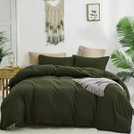 CLOTHKNOW Army Green Comforter Set Queen 3 Pieces Dark Green Bedding Comforter Sets Hunter Green Queen Comforter Olive Green Queen Size Comforter Sets