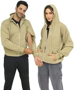 Inspired Comforts Unisex Dialysis Hoodie Sweatshirt with Two Way Zips for Arm Port Access | Full Sleeve |Warm Fleece| M, Taupe