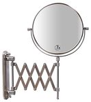 DecoBros 8-Inch Two-Sided Extension Wall Mount Mirror with 7x Magnification, 13.5-Inch Extension, Nickel by Deco Brothers