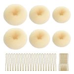 CORTNEY Hair Donuts for Buns Maker Set, 6 Pcs Beige Hair Bun Ring Maker, 30 Pcs Blonde U Shaped Hair Pins, for Doughnuts Chignon Hair Styles, Ballet Dancers Kids Girls and Women