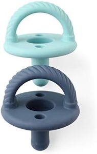 Itzy Ritzy Sweetie Soother Pacifier Set of 2 - Silicone Newborn Pacifiers with Collapsible Handle & Two Air Holes for Added Safety; Set of 2 in Nautical Navy & Robin's Egg, Ages Newborn & Up