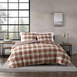 Eddie Bauer | Edgewood Collection | Plush Super Soft Micro-Suede Reversible Flannel Duvet Cover Matching Shams, 3-Piece Set, Pre-Shrunk & Brushed For Extra Softness, Full/Queen, Red