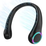 ITSHINY Neck Fan, Portable Neck Fan, Mini Fan Bladeless USB Rechargeable Battery 4000 mAh Powerful Silent Fan with 3 Speeds and LED Lights for Office Travel