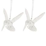 Gisela Graham Set of 2 Clear Rainbow Glass Effect Hummingbird Stunning Christmas Tree Decorations