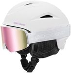 Odoland Ski Helmet with Ski Goggles, Shockproof, Windproof Snowboard Helmet and Goggles Set for Men Women and Youth, Flower White, M