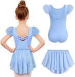 Zaclotre Girls Ballet Leotards with Removable High Low Skirt Toddler Ruffle Sleeve Hollow Back Dance Outfit Combo