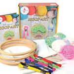 Kalakaram DIY Hoop Art Embroidery Kit, Craft 3 Stunning Hoop Art Designs Using Embroidery Hoops, Knitting Threads, Wool Yarns, Casement Fabric, Sewing Needles, Design Templates and Carbon Paper, DIY Kit for Kids & Adults, Activity Kit for Kids, Craft Kit for Girls