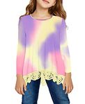 storeofbaby Tie Dye Tees Girl Loose Fit Long Sleeve Flowy Cute Shirts Winter