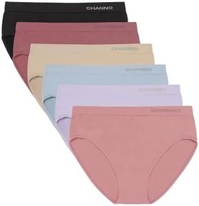 Channo Bragas Básicas Mujer de Licra sin Costuras Efecto Invisible Midi Altas Color Liso - Pack de 6, Multicolor B, 3XL