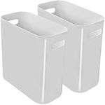 Youngever 2 Pack 10L Slim Trash Can, Re-usable Plastic Garbage Container Bin, Trash Bin with Handles for Home Office, Living Room, Study Room, Kitchen, Bathroom (Grey)