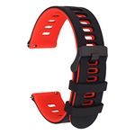 cobee Silicone Rubber Watch Bands, Quick Release Sport Watch Replacement Straps, Universal Smart Watchband with Black Stainless Steel Buckle Compatible with 20mm/22mm for Men Women(22mm, Black-Red)