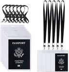 10 Pieces Passport Id Badge Holder with Black Lanyard 4 x 6 inch Transparent ID Badge Holders Vertical Waterproof PVC Extra Large Name Badge Holder for Cash Tickets Receipts