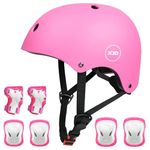 XJD Kids Helmet 3-8 Years Toddler Helmet Sports Protective Gear Set Knee Elbow Wrist Pads Roller Bicycle BMX Bike Skateboard Adjustable Helmets for Kids (Pink)