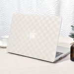 Seorsok Compatible with MacBook Air 13.6 inch Case 2024 2022 A3113 A2681 M2 Chip with Liquid Retina Display Touch ID,Leather Plastic Hard Shell Case with Transparent Keyboard Cover,Beige PVC Grid