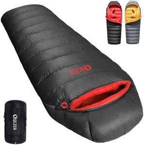 QEZER Down Sleeping Bag for Adults 620 Fill Power Down Sleeping Bag Cold Weather Ultralight with Pouch for Backpacking, Camping, Hiking (1500g Down Filling-Black)