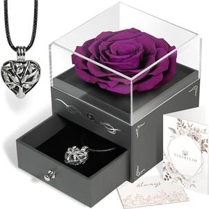 Preserved Purple Rose in a Box, Rose Necklace for Her, Eternal Flower, Purple Gifts for Women, I Love You Necklace Aromatherapy, Mom Birthday Gifts, Forever Roses Mothers Day, Mothers Day Necklace