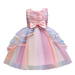 Girls Dress Pageant Princess Tulle Dress for Kid Tiered Birthday Party Wedding Bridesmaid Flower Girl Dresses 2-8 Years