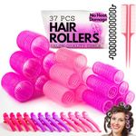 Yes Cart 37 Pcs Hair Rollers With Clips -18 Rollers For Hair Volume (48+36+25mm), Rollers Short hair & Long Hair,12 Clips, 2 Combs, 1 Braid Device | Rollers For Hair Curlers Rollers