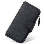 Wallets for Women Leather Ladies Bifold Clutch Long Multi Credit Card Holder Organizer Black