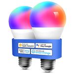 meross Smart Bulbs, Smart WiFi LED Bulbs Compatible with Apple HomeKit, Siri, Alexa, Google Assistant and SmartThings, Dimmable E26 Multicolor 2700K-6500K RGBCW, 810 Lumens 60W Equivalent, 2 Pack