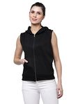 UZARUS Cotton Blend Women's Cotton Hooded Neck Jacket (Premium-201_Black_M, Standard Length)