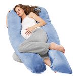 Nuliie Pregnancy Pillow for Sleeping, U Shaped Full Body Pillow Pregnancy Pillows, Maternity Pillow Support for Back, Hips, Legs for Pregnant Women, With Washable Velvet Cover-Blue