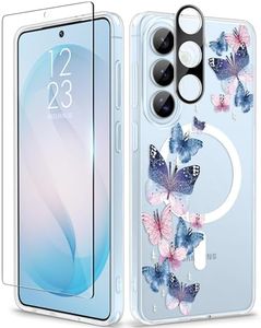 GVIEWIN for Samsung Galaxy S26 Plus Case Compatible with MagSafe, Clear Floral Shockproof Protective Women Phone Case, Non-Yellowing, Screen&Camera Lens Protector for S26 Plus 6.7",Colorful Butterfly