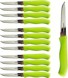 Brenium Paring and Garnishing Knife, Set of 12 Knives with Straight Edge 3 Inch Blade, Stainless Steel, Spear Point, Fruit & Vegetable, Green