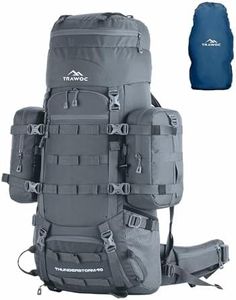 TRAWOC Thunderstorm 90L Internal Frame Rucksack Bag For Men & Women Travel Backpack With Detachable Daypack/Camping Hiking Trekking Bag Bhk008Max Grey, 2