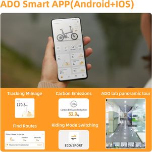 ADO Air20Pro Folding Electric Bike – Grey, Lightweight, Compact