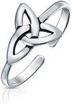 Celtic Trinity Knot Work Circle Triquetra Pinky Midi Toe Ring for Women Teens Oxidized .925 Silver Sterling Adjustable