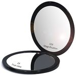 Makeup Pocket Mirror With 10x Magnification Glass Plus Plain Mirror (Black)